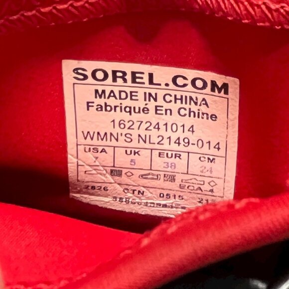 Sorel Black Red Rubber Block Heel Ankle Boots Medina 7 Goth Grunge Whimsigoth - Picture 16 of 16